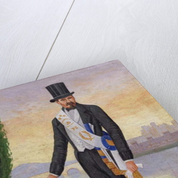 Portrait of Agricol Perdiguier known as 'Avignonais' standing on the banks of the river Rhone at Avignon, c.1860-65 by French School