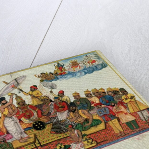 Indra, king of the gods, being anointed with soma by Indian School