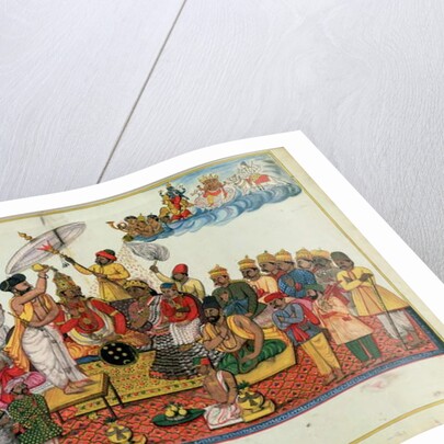 Indra, king of the gods, being anointed with soma by Indian School