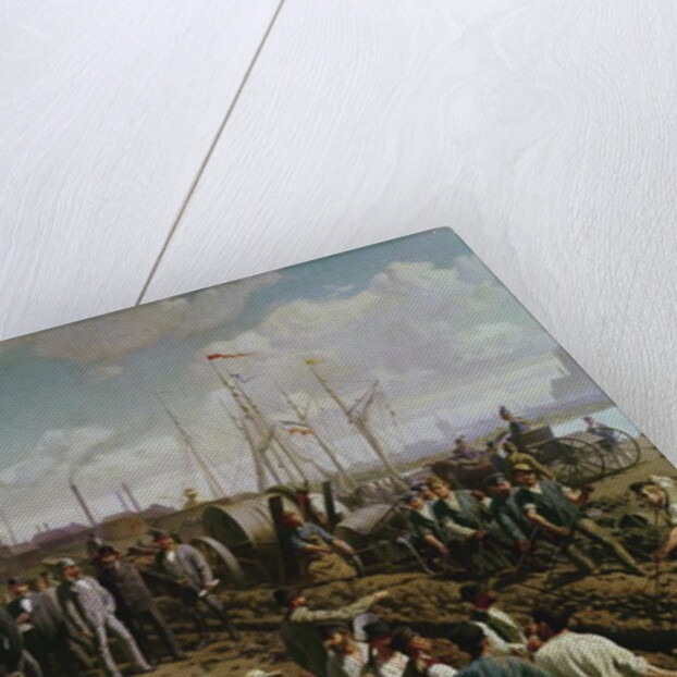 Laying the telegraph cable between Cologne and Berlin at the end of the 19th century by German School