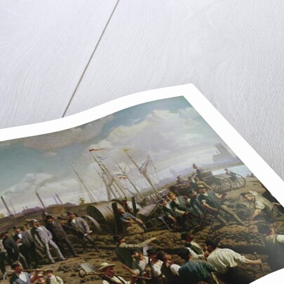 Laying the telegraph cable between Cologne and Berlin at the end of the 19th century by German School