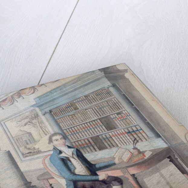 Gentleman reading in his library by French School