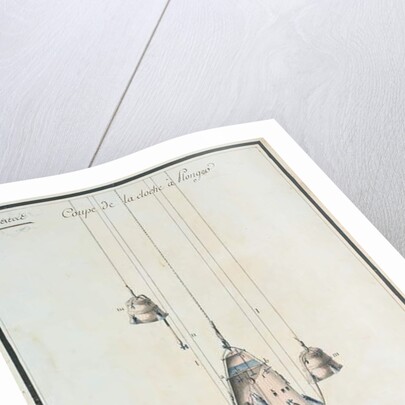 Cross-sectional drawing of a diving bell, 1785 by French School