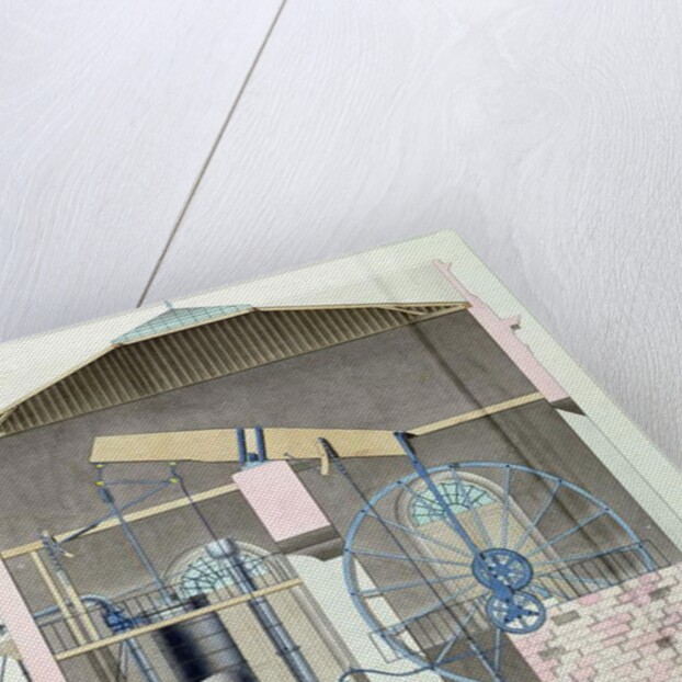 Cross-section of Watt's steam engine by French School