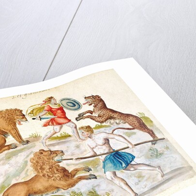 Gladiators fighting with animals by French School