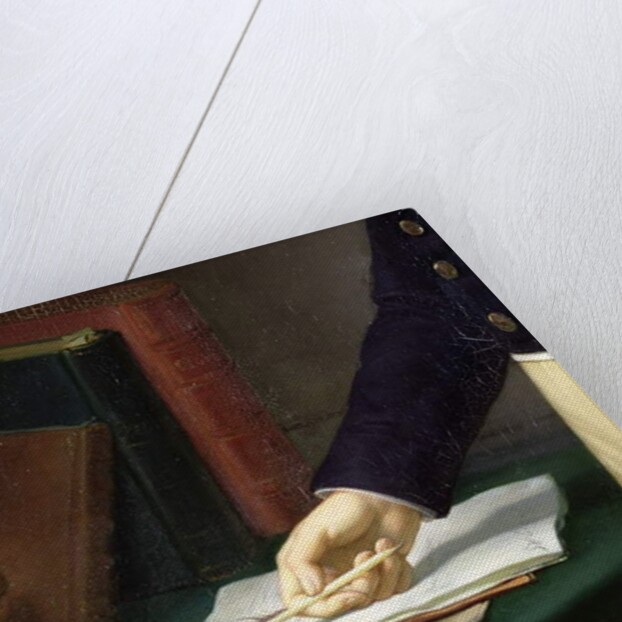 Man holding a pen in his right hand, c.1830-40 by French School