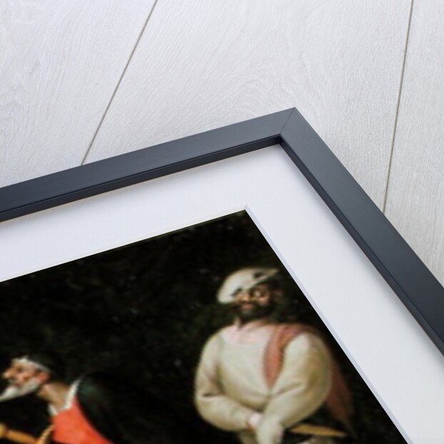 The Compagnia dei Comici Gelosi with Isabella Andreini depicted giving a performance in Paris by Hieronymus Francken