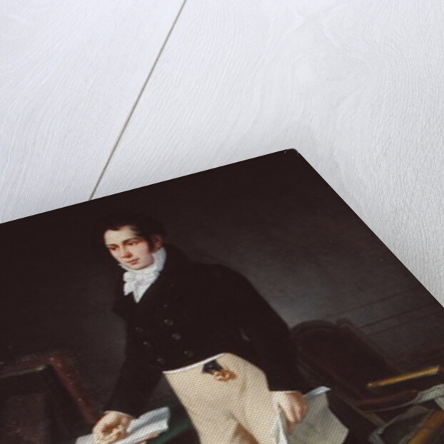 Portrait of a young man holding the 'Journal des Sourds-Muets et Aveugles', c.1830-40 by French School