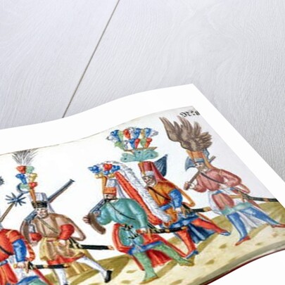 Turkish Janissaries, from a collection of illustrations relating to the court of the Ottoman Sultan, c.1600 by German School