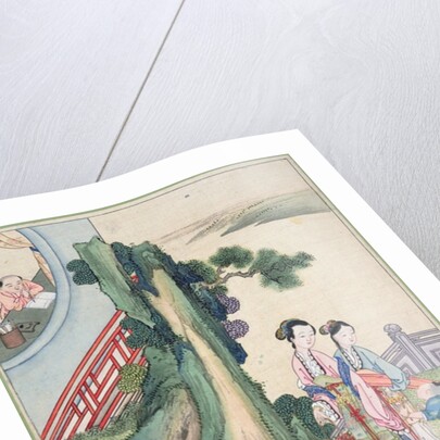 A man writing and his family by the side of a river by School Chinese