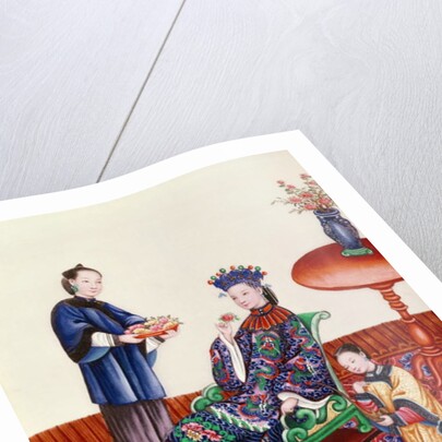 Elegant Chinese lady smelling a flower by School Chinese