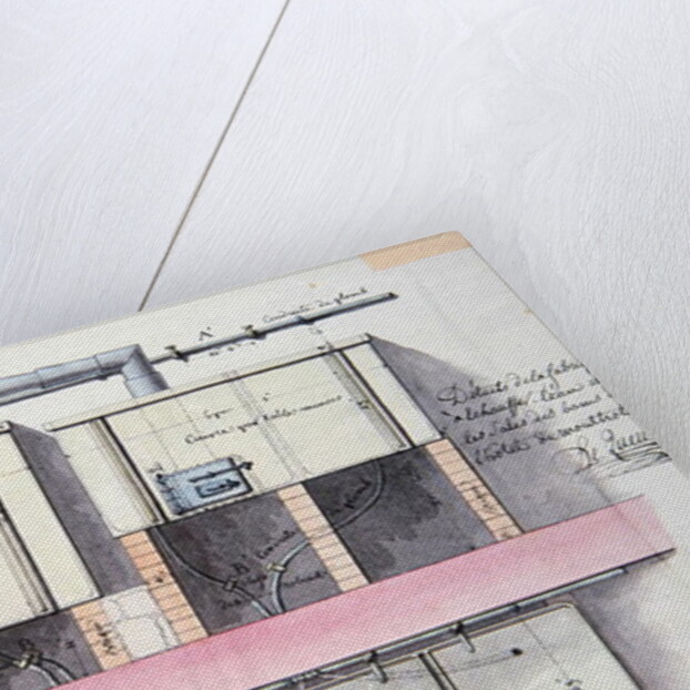 Design for system of heating water at the Hotel de Montholon in Paris, c.1787 by Jean-Jacques Lequeu