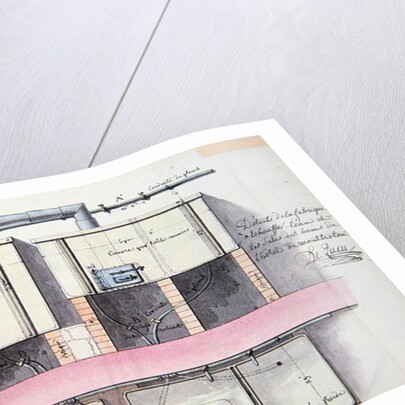 Design for system of heating water at the Hotel de Montholon in Paris, c.1787 by Jean-Jacques Lequeu