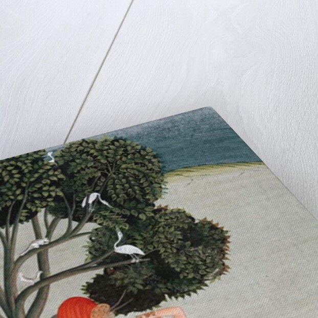 Indian lady at her toilet dressing her hair by Indian School