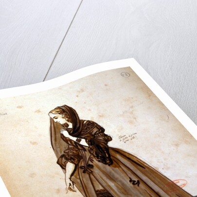 Costume design for the role of Dona Elvire in an 1847 production of 'Don Juan' by Moliere at the Comedie Francaise by Achille Deveria