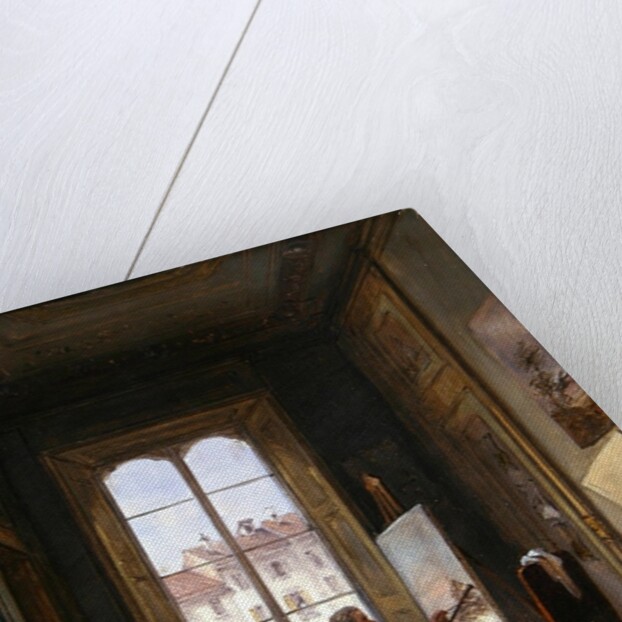 The painter Giuseppe Canella at work on a canvas in his studio, c.1830 by Carlo Canella
