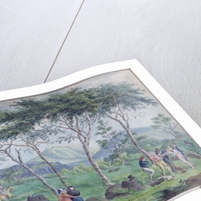 Herd of cattle with cowherds near the river on the east of the Ile de la Reunion, October 1812 by Jean-Joseph Patu de Rosemont