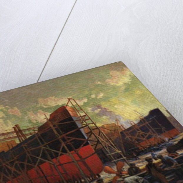 Shipbuilding in Ashbridges Bay, Toronto, 1918 by Robert Ford Gagen