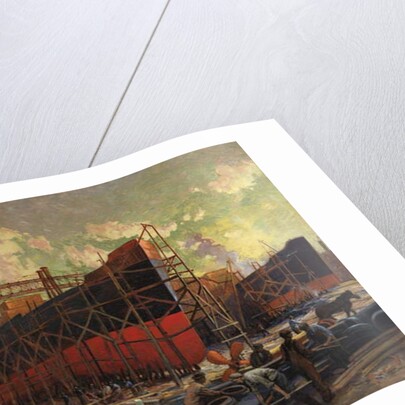 Shipbuilding in Ashbridges Bay, Toronto, 1918 by Robert Ford Gagen