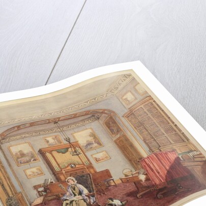 Library - Music Room with the Northwick Bacchus and Ariadne after Titian, c.1830 by English School