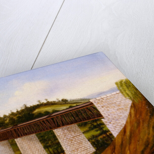 View of a covered bridge and railroad, c.1870 by American School