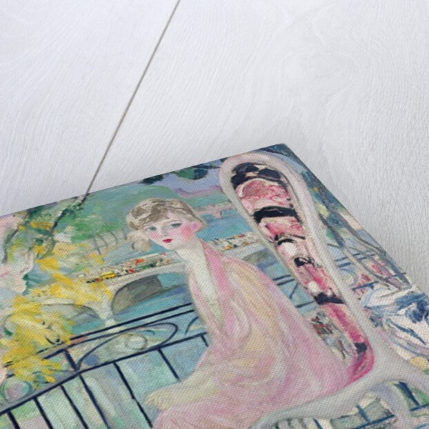 Portrait of Dolly Davis on a balcony in front of the old bridge of Alma by Jacqueline Marval