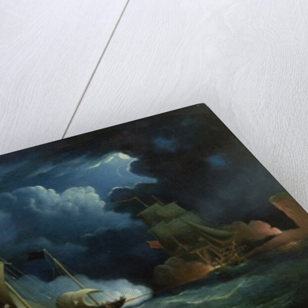 A Customs Brig Engaging the Pirate Lugger 'Will Watch' by Francis Hustwick