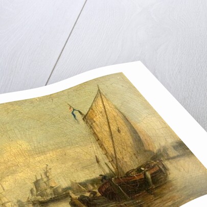 River Scene with Shipping by English School