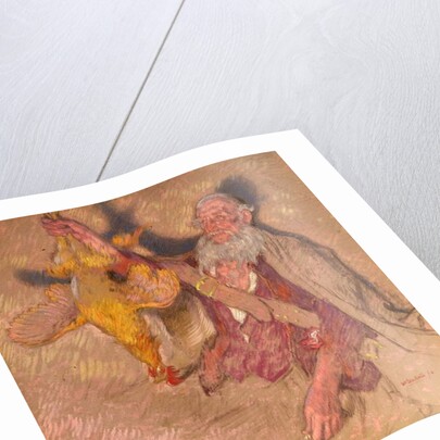 Study of a Man Holding a Cock for 'Highland Raiders', 1918 by William Shackleton