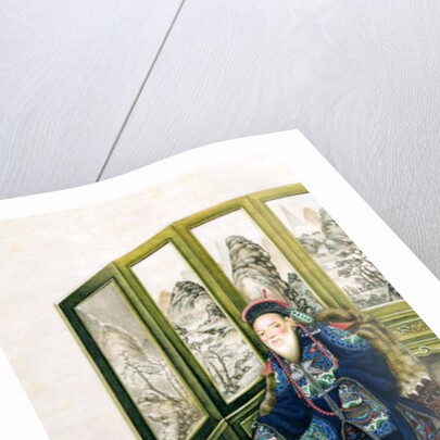 Old Man Seated with a Servant Reading by School Chinese