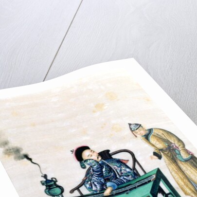 Man with a Long Zither at a Table, with a Servant by School Chinese