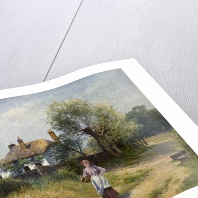 Landscape with Cottage Woman, late 19th-20th century by Ernest C. Walbourne