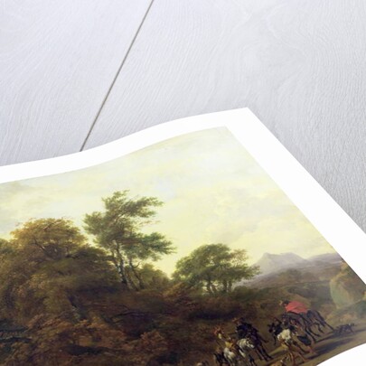 Wooded Landscape with Soldiers Escorting Prisoners, 1656 by Nicolaes Pietersz. Berchem