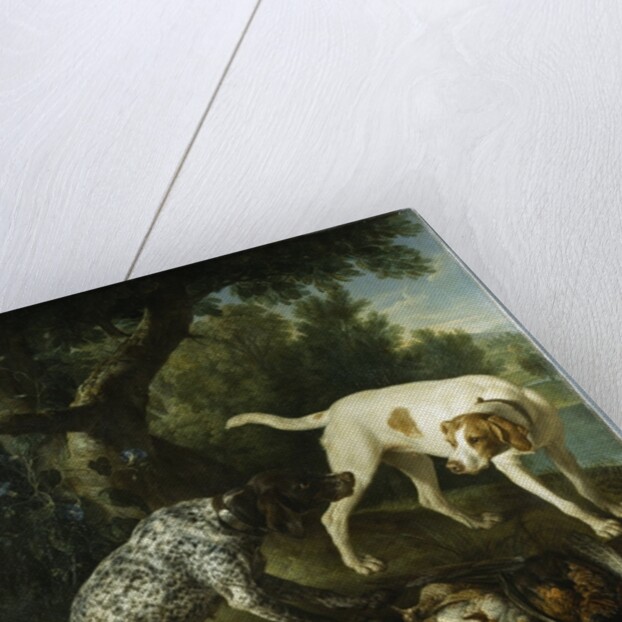 Two pointers belonging to the 3rd Earl of Burlington with dead game in a landscape, 1713 by Alexandre-Francois Desportes