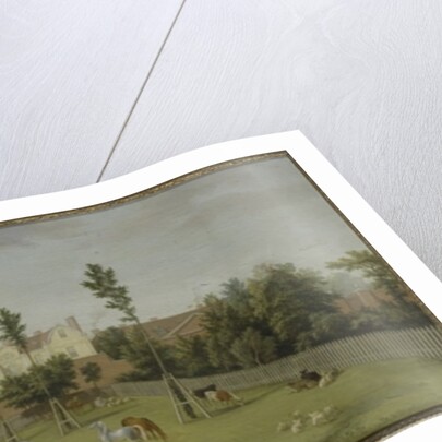 View of the new villa, old house and stables from across Burlington Lane, Chiswick Villa by Pieter Andreas Rysbrack