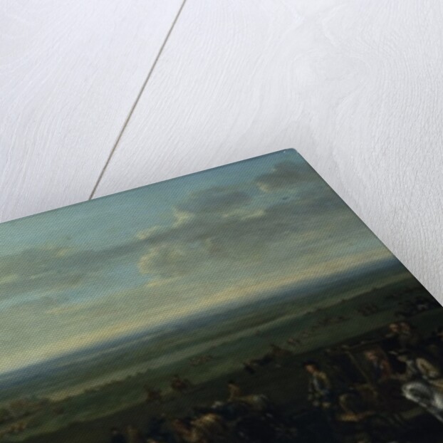 A view of Old Newmarket with figures and horses on the Heath by John Wootton