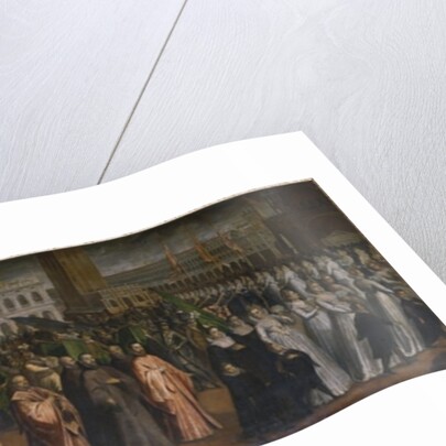 The Dogaressa Marina Morosini-Grimani leaving Palazzo Grimani for her coronation in the Palazzo Ducale, Venice, 1597 by Andrea Vicentino