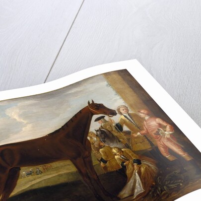 Scamp', a bay racehorse owned by the 3rd Duke of Devonshire and a jockey on a racecourse 1708-30 by John Wootton