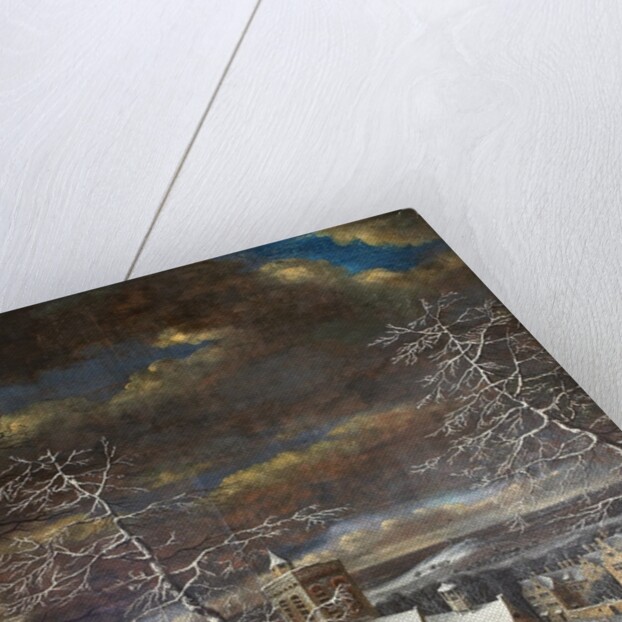 A Village in Winter with Figures on the Ice by Gerard van Edema