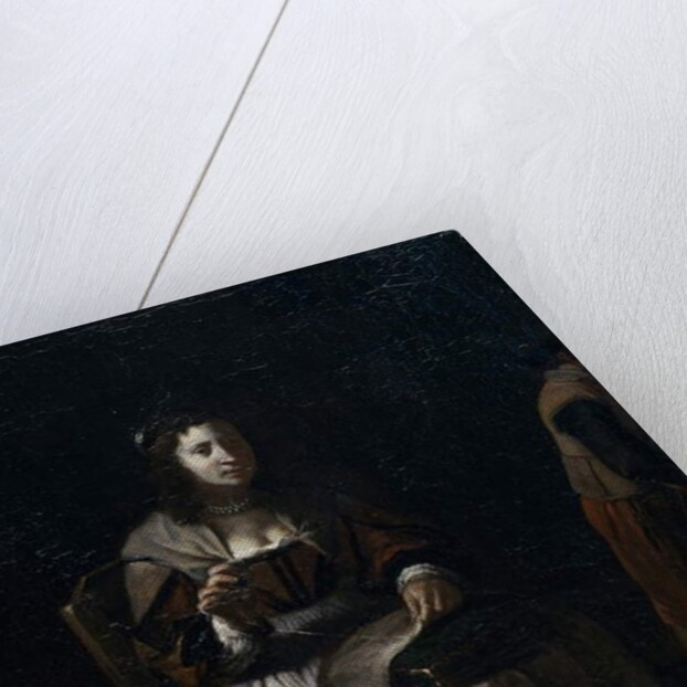 A woman sewing by Michael (attr. to) Sweerts