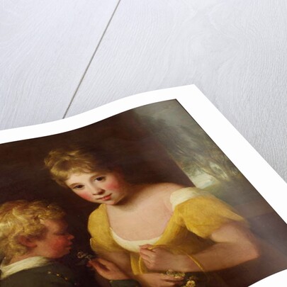 Two children with a basket of flowers by William Tate