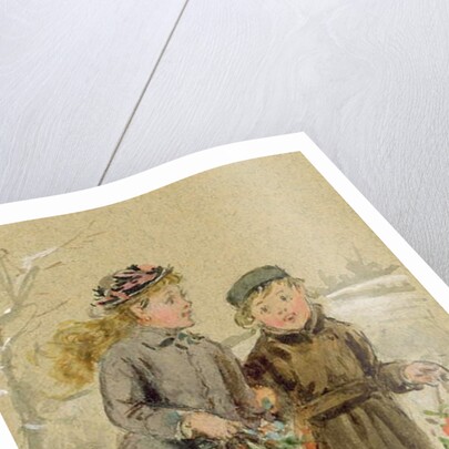 Children Playing in the Snow - Collecting Holly by George Goodwin Kilburne