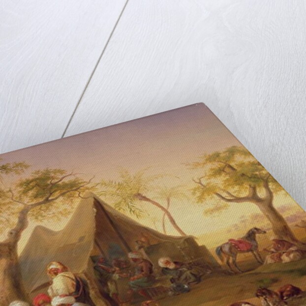 Sheiks drinking Coffee in Front of a Tent, 1842 by Joseph Heicke