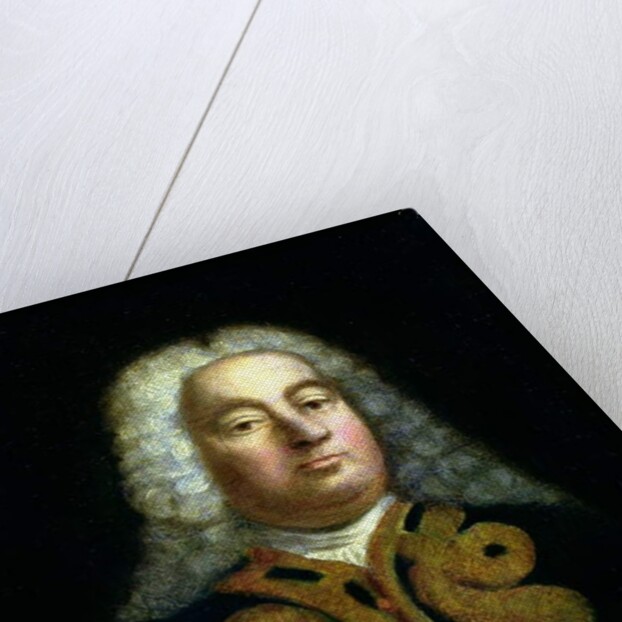 Portrait of George Frederick Handel with a copy of the Messiah, c.1749 by English School