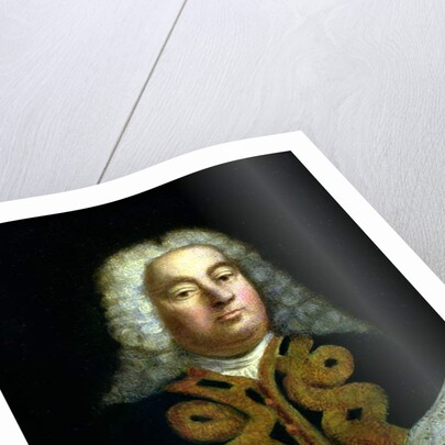 Portrait of George Frederick Handel with a copy of the Messiah, c.1749 by English School