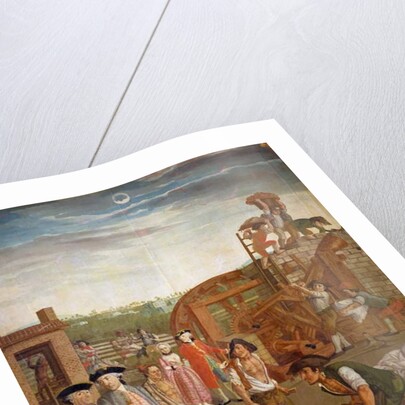 Courtyard with machines for fulling fabrics by Italian School