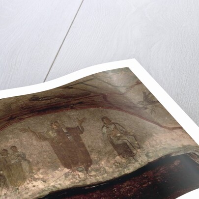 Figure of a young woman with a veiled head praying with her arms outstretched, Via Salaria by Roman