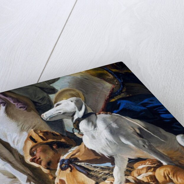 Dwarf and dog, detail from the Judgment of Solomon, 1726-1729 by Giovanni Battista (1696-1770) Tiepolo