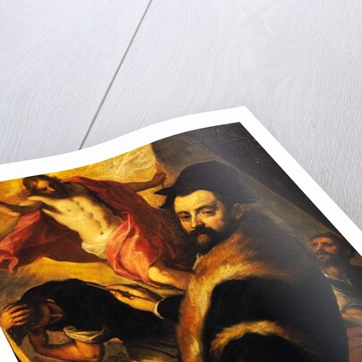 Self-portrait while painting Resurrection, 1580 by Palma Il Giovane