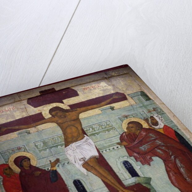 Crucifixion, icon from Novgorod by Russian School